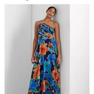 Lauren Ralph Lauren Vibrant Floral One-Shoulder Dress